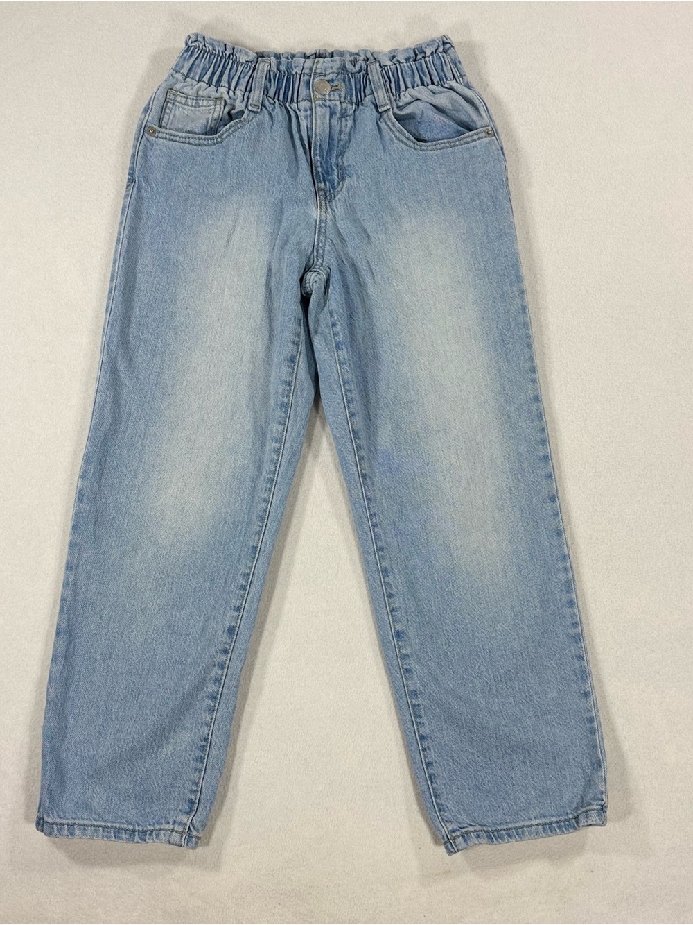 Cat & Jack Girls' Paperbag Waist Light Wash Denim Jeans Size 12